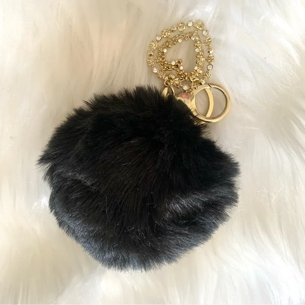 NWOT Black Poof Key Chain